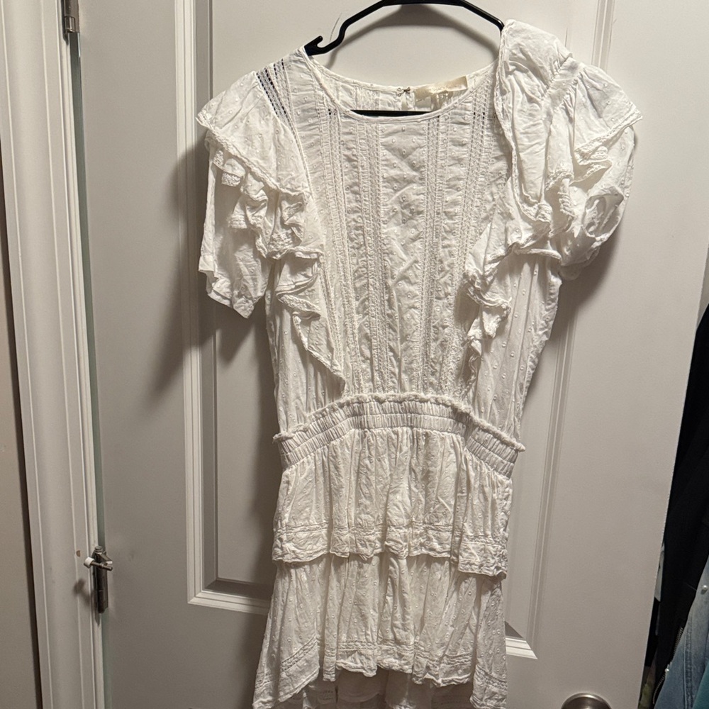 LoveShackFancy White Ruffled Pintuck Dress